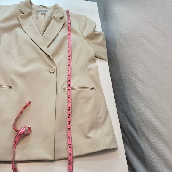 H&M Womens L Cream Oversized Blazer Structured One Button Minimalist Old Money - Picture 5 of 16